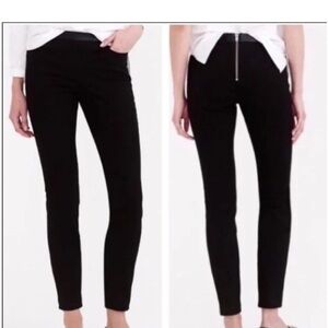 J. Crew Black Dannie Skinny Pants  faux Leather trim and back zipper NWOT